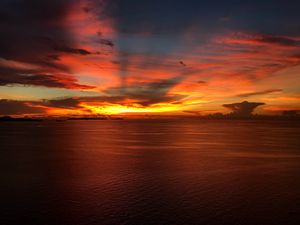 Preview wallpaper sea, sunset, horizon, clouds, twilight, sky