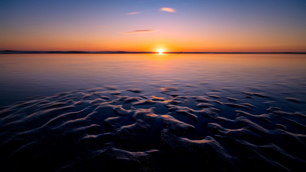 Wallpaper sea, sunset, horizon, dark, nature