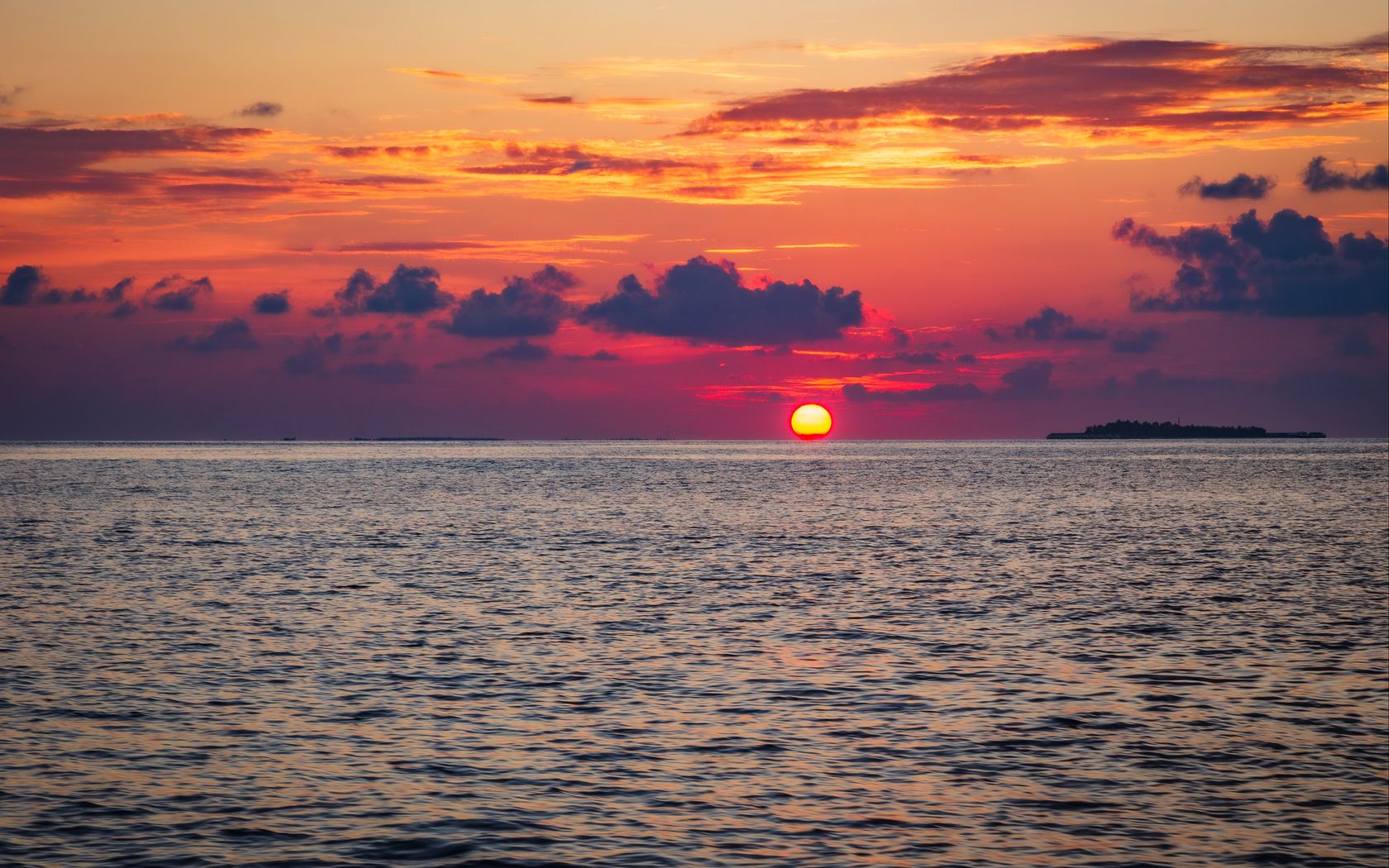1680x1050 Wallpaper sea, sunset, horizon, sky, evening