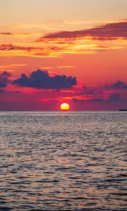 Preview wallpaper sea, sunset, horizon, sky, evening