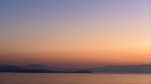 Preview wallpaper sea, sunset, horizon, sky, fog