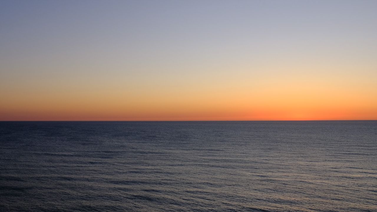 Wallpaper sea, sunset, horizon, ripples