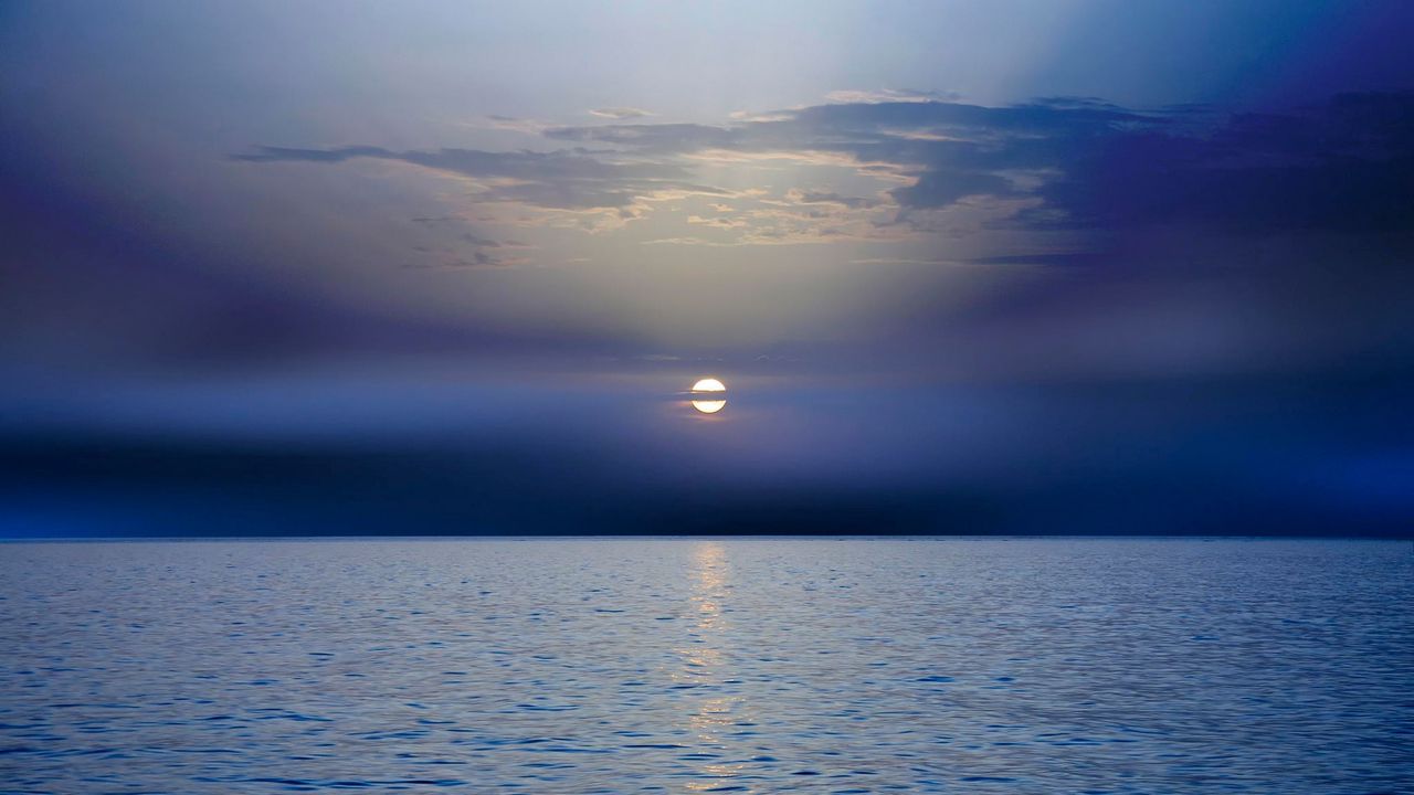 Wallpaper sea, sunset, horizon, dark