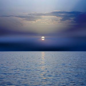 Preview wallpaper sea, sunset, horizon, dark