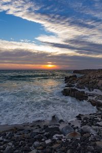 Preview wallpaper sea, sunset, landscape, coast