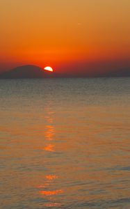 Preview wallpaper sea, sunset, mountains, sky, nature, dark
