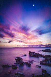 Preview wallpaper sea, sunset, night, horizon, spain