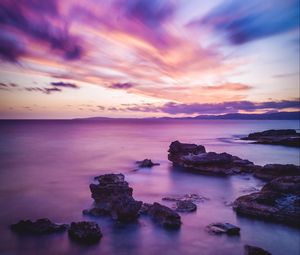 Preview wallpaper sea, sunset, night, horizon, spain