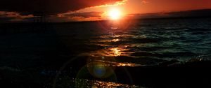 Preview wallpaper sea, sunset, night, pretty, waves