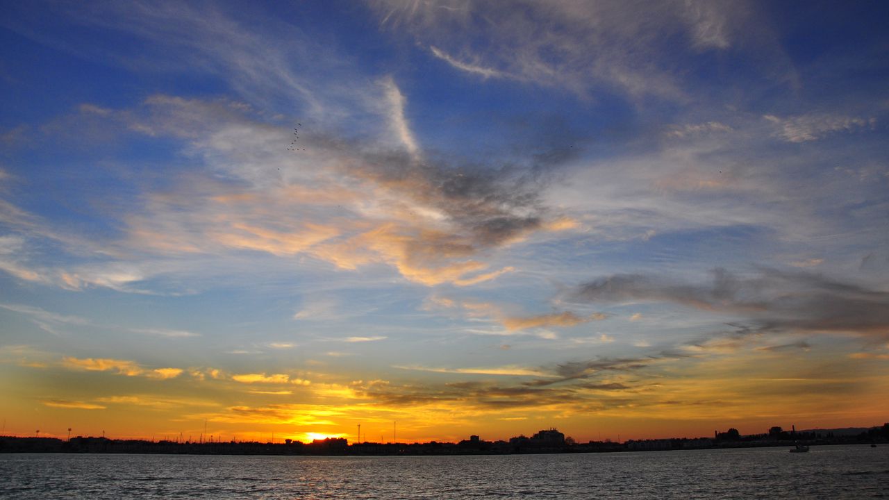 Wallpaper sea, sunset, shore, dusk