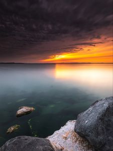 Preview wallpaper sea, sunset, shore, water, view