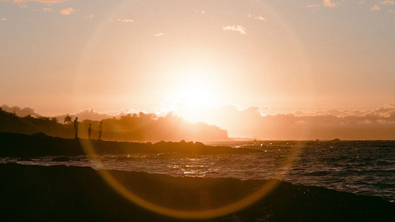 Wallpaper sea, sunset, sun, light, bright