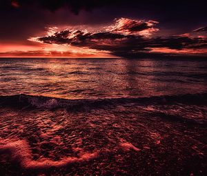 Preview wallpaper sea, sunset, surf, horizon