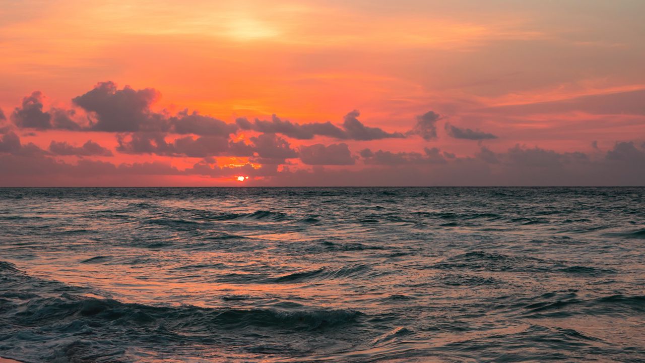 Wallpaper sea, sunset, surf, waves, sky