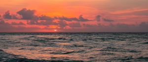 Preview wallpaper sea, sunset, surf, waves, sky