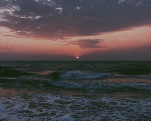 Preview wallpaper sea, sunset, tide, horizon