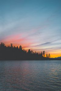 Preview wallpaper sea, sunset, trees, shore