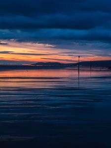 Preview wallpaper sea, sunset, twilight, clouds, horizon, evening