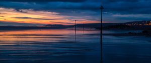 Preview wallpaper sea, sunset, twilight, clouds, horizon, evening