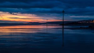 Preview wallpaper sea, sunset, twilight, clouds, horizon, evening