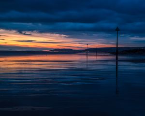 Preview wallpaper sea, sunset, twilight, clouds, horizon, evening