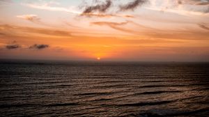 Preview wallpaper sea, sunset, twilight, horizon, landscape