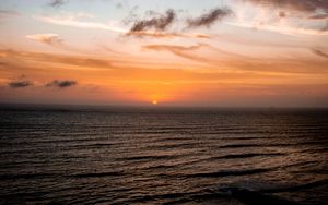 Preview wallpaper sea, sunset, twilight, horizon, landscape