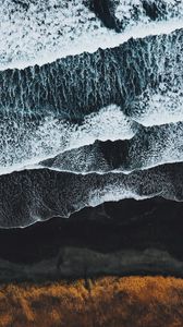 Preview wallpaper sea, surf, aerial view, coast, foam