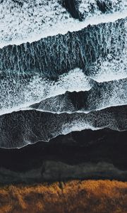 Preview wallpaper sea, surf, aerial view, coast, foam