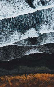 Preview wallpaper sea, surf, aerial view, coast, foam