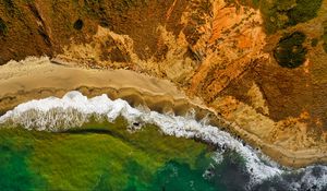 Preview wallpaper sea, surf, beach, aerial view