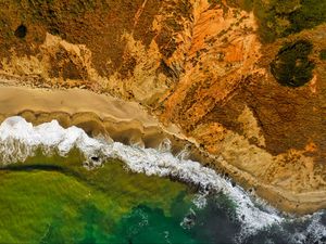 Preview wallpaper sea, surf, beach, aerial view