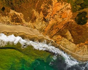 Preview wallpaper sea, surf, beach, aerial view