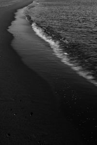 Preview wallpaper sea, surf, bw, foam, coast, sand, dark