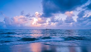 Preview wallpaper sea, surf, horizon, sunset, clouds, philippines