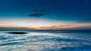 Preview wallpaper sea, surf, horizon, dusk