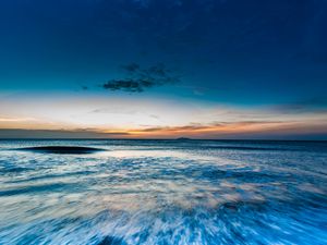 Preview wallpaper sea, surf, horizon, dusk