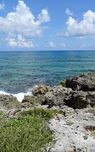 Preview wallpaper sea, surf, rocks, horizon, sky