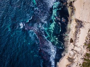 Preview wallpaper sea, surf, shore, view from above, prevelly, western australia