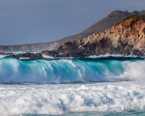 Preview wallpaper sea, surf, spray, rocks