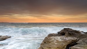 Preview wallpaper sea, surf, stones, horizon, waves