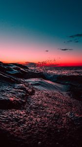 Preview wallpaper sea, surf, sunset, skyline, sky, asbury park, united states