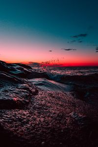 Preview wallpaper sea, surf, sunset, skyline, sky, asbury park, united states