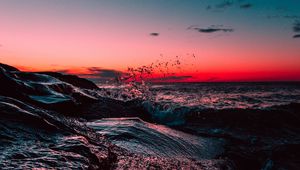 Preview wallpaper sea, surf, sunset, skyline, sky, asbury park, united states