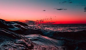 Preview wallpaper sea, surf, sunset, skyline, sky, asbury park, united states