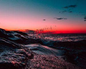 Preview wallpaper sea, surf, sunset, skyline, sky, asbury park, united states