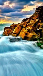 Preview wallpaper sea, surf, sunset, waterfall