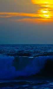 Preview wallpaper sea, surf, waves, sky, sunset