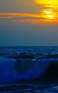 Preview wallpaper sea, surf, waves, sky, sunset