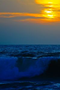 Preview wallpaper sea, surf, waves, sky, sunset